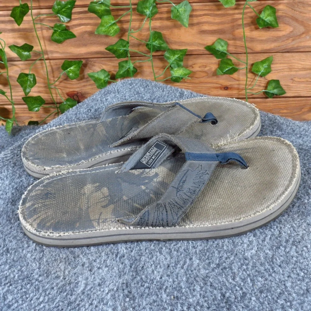 Teva Men Sandal Size 8 Casual Outdoor Flip Flop‎ Gray Leather